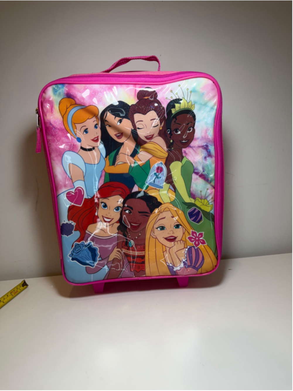Disney Princess Kids Rolling Luggage Pink Travel Suitcase Trolley Bag Toddler #F